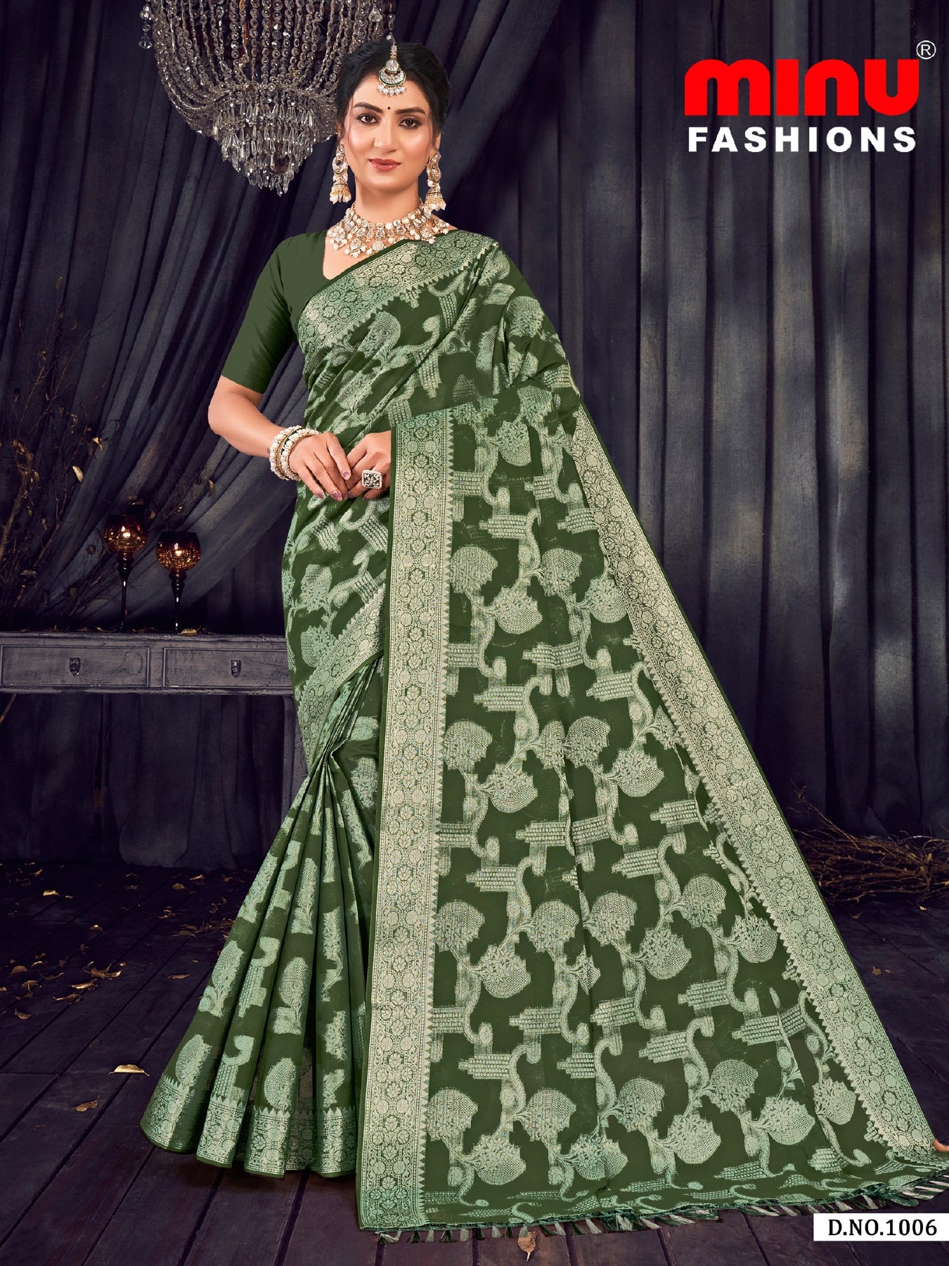 Embroidered Saree Roshni - 08 Pcs Set