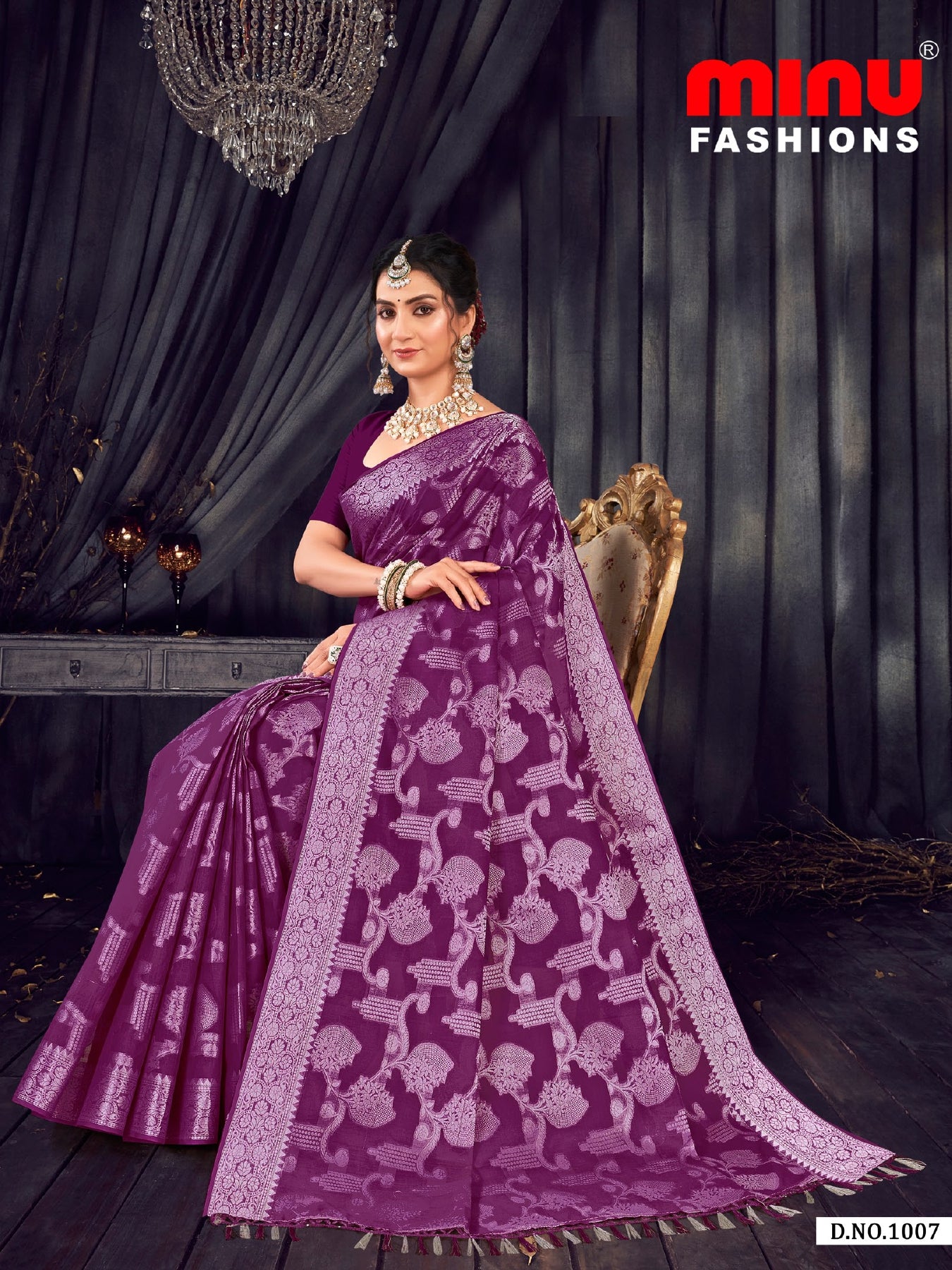 Embroidered Saree Roshni - 08 Pcs Set