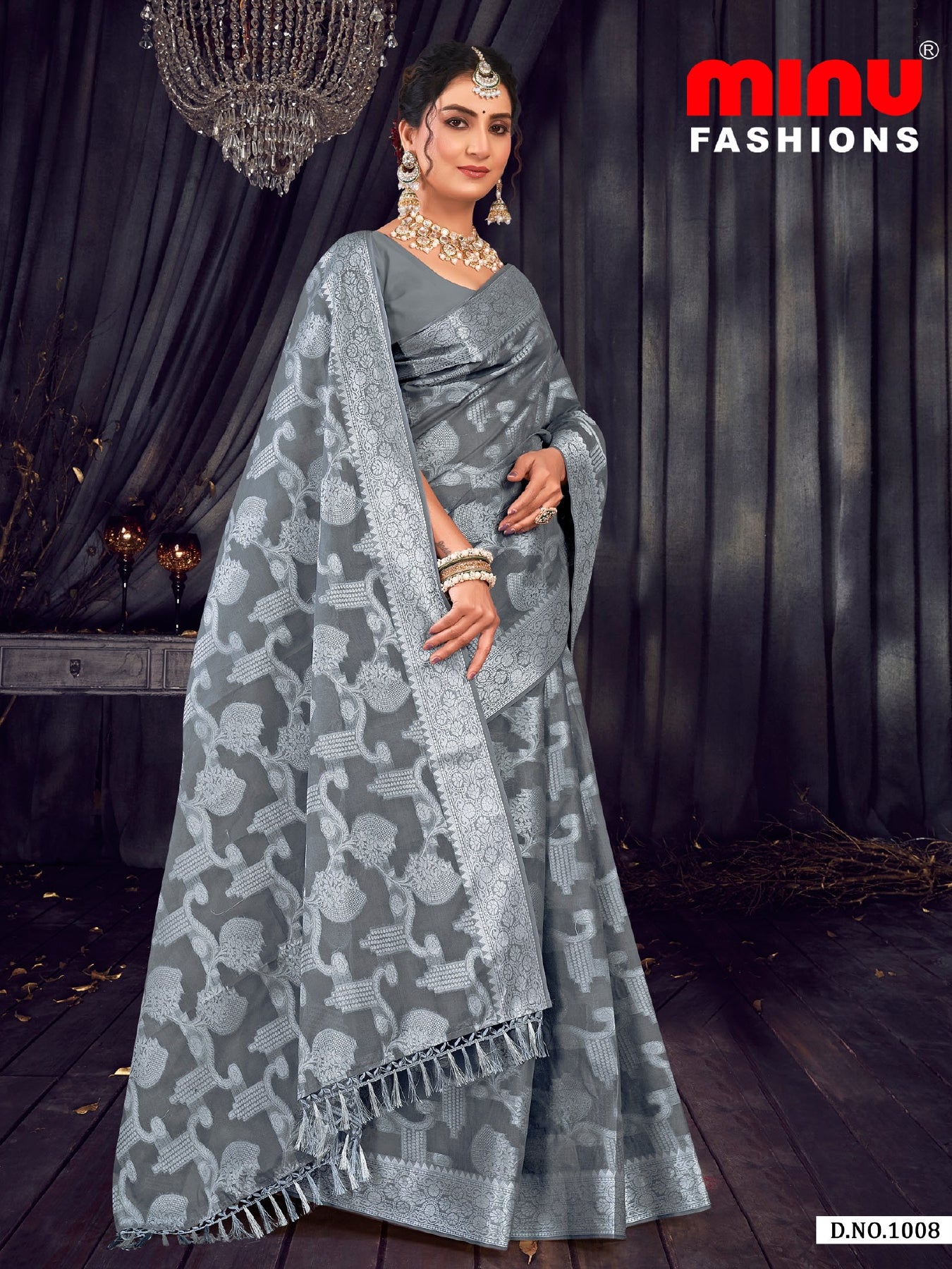 Embroidered Saree Roshni - 08 Pcs Set