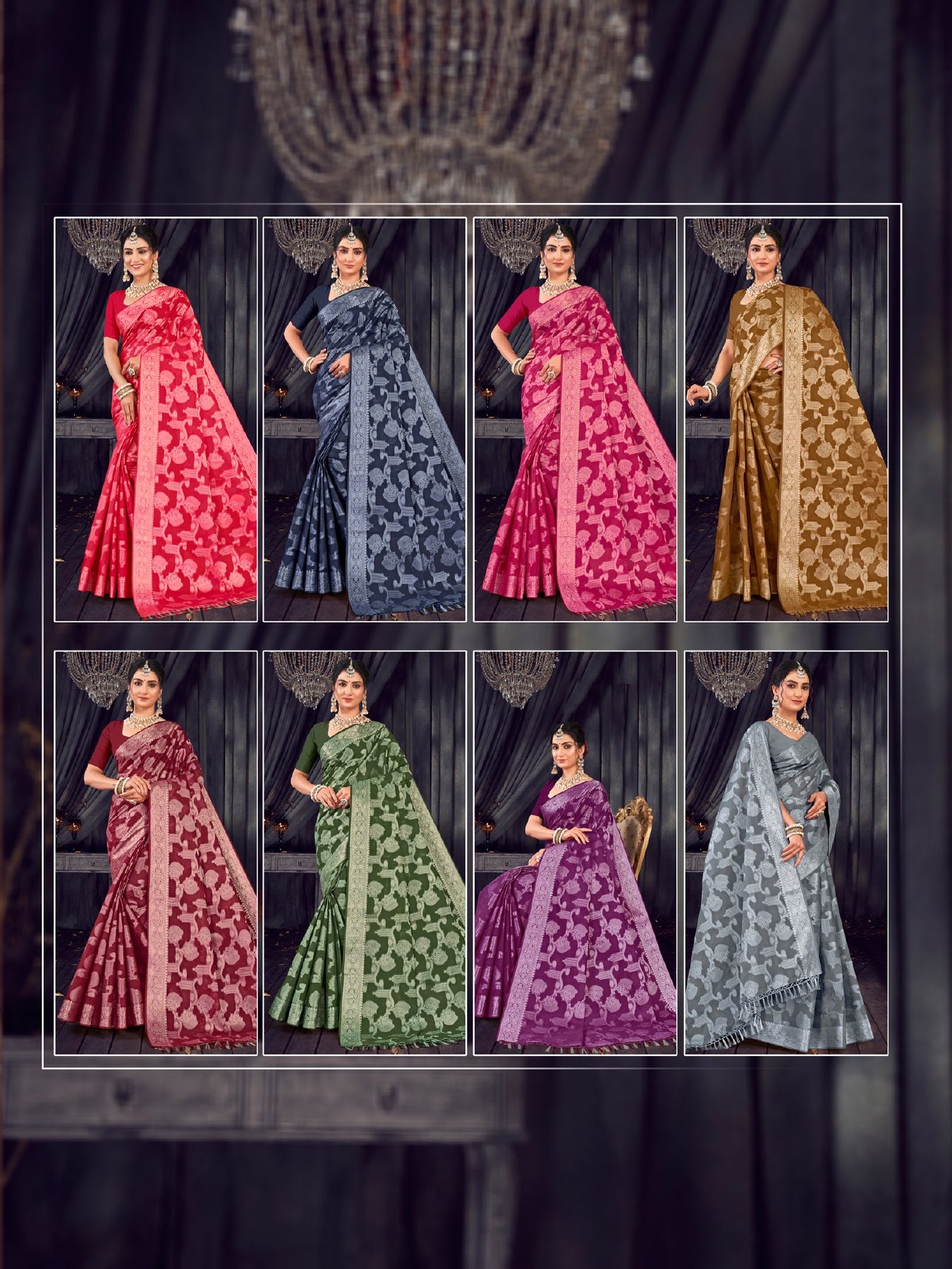 Embroidered Saree Roshni - 08 Pcs Set
