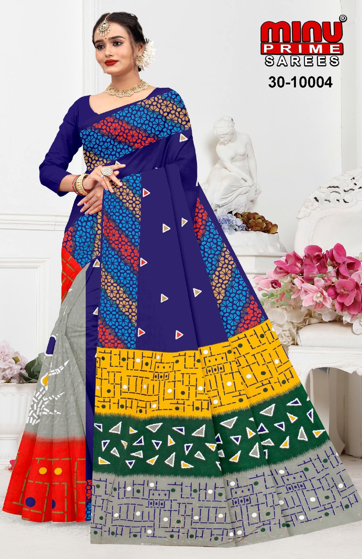 Printed Cotton Saree Sangini (Vol-3) - 10 Pcs Set