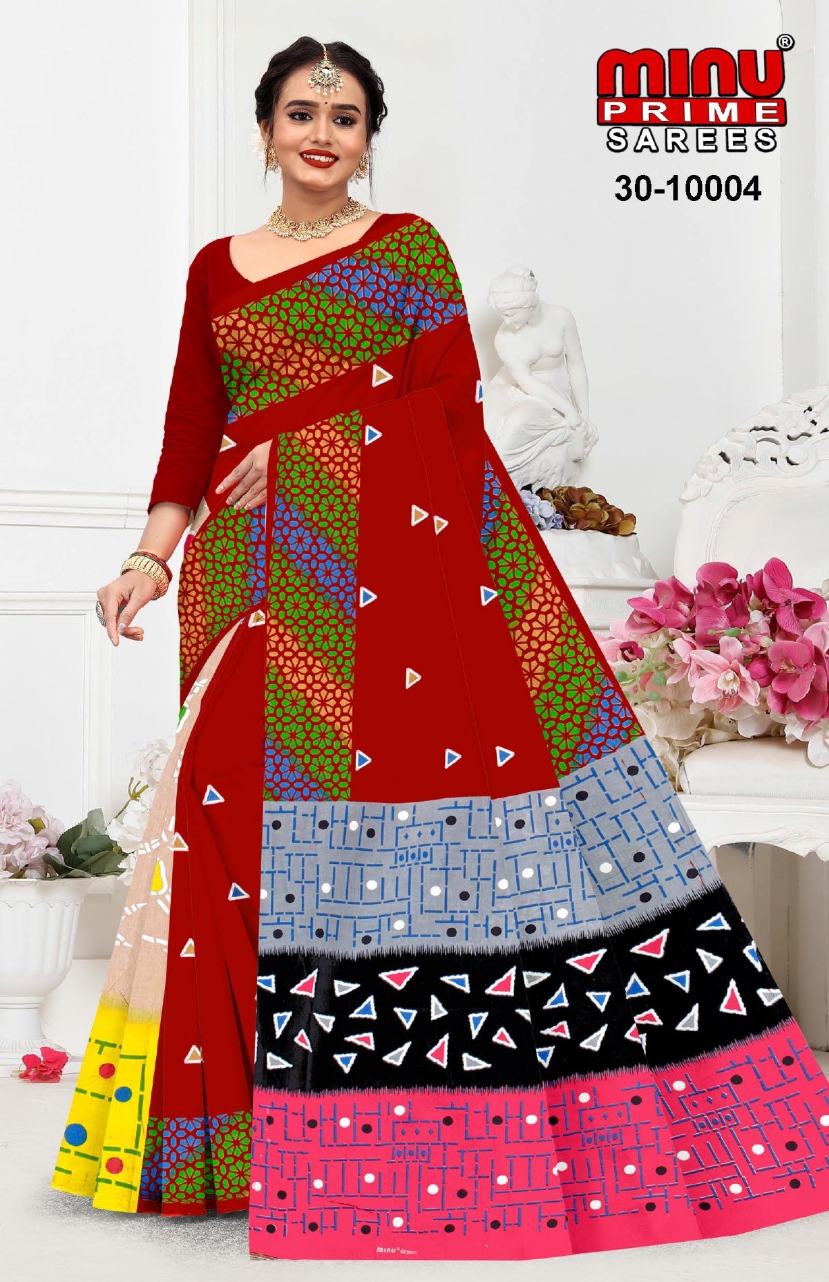 Printed Cotton Saree Sangini (Vol-3) - 10 Pcs Set