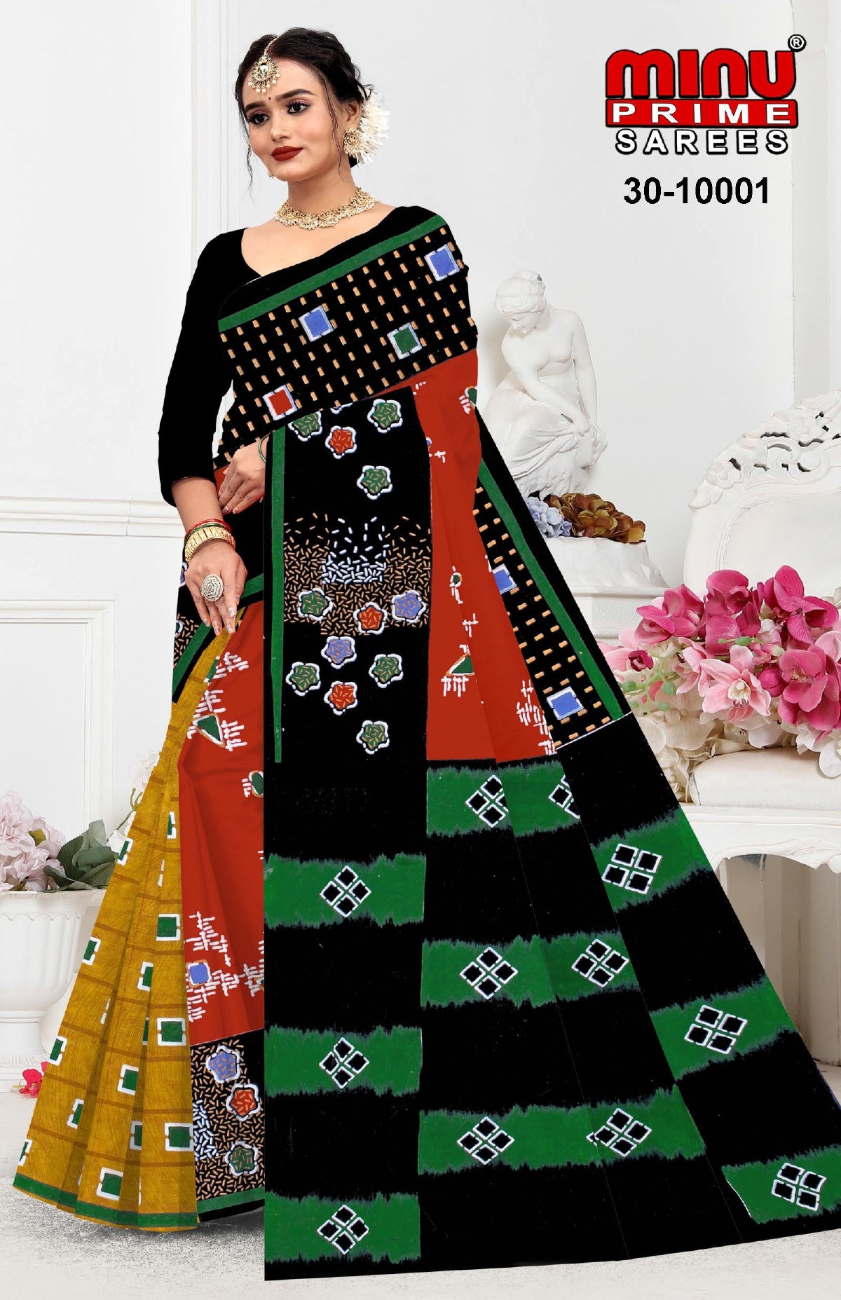 Printed Cotton Saree Sangini (Vol-3) - 10 Pcs Set