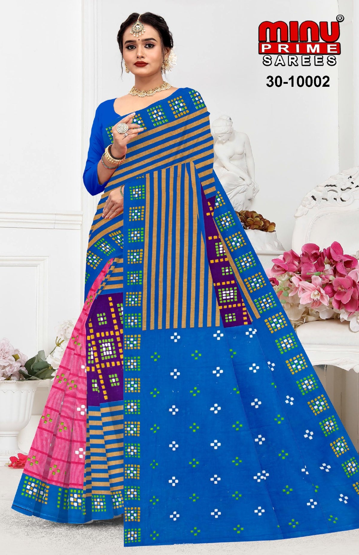 Printed Cotton Saree Sangini (Vol-3) - 10 Pcs Set