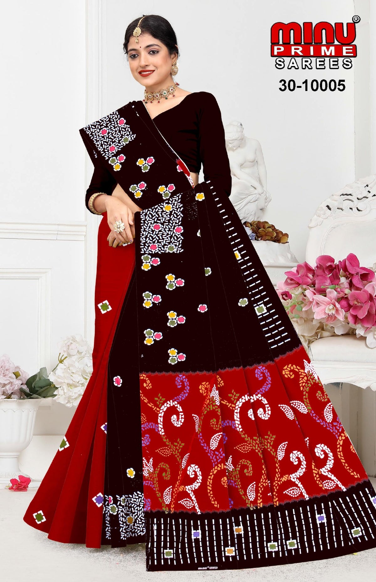 Printed Cotton Saree Sangini (Vol-3) - 10 Pcs Set