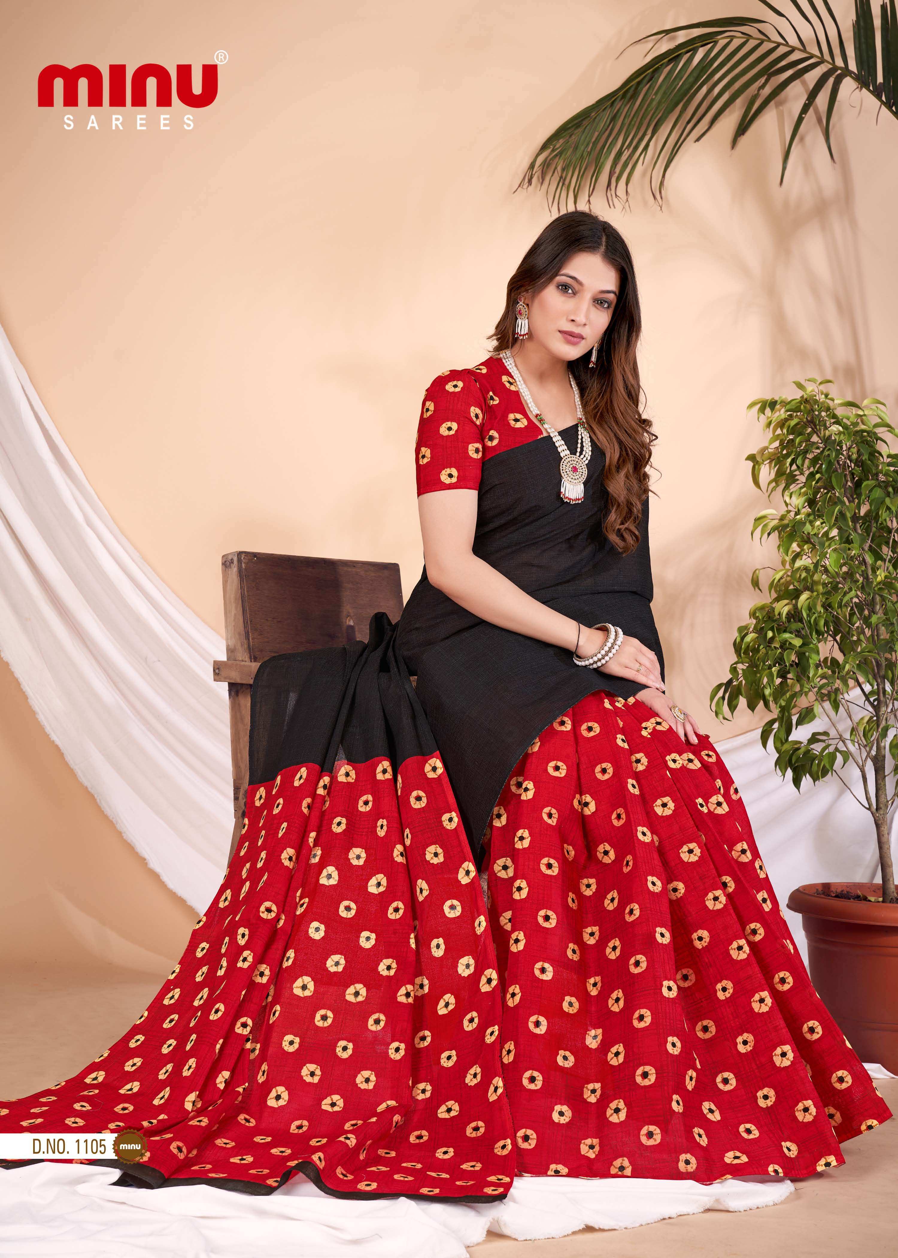 Bold and classy cotton printed saree wearing woman