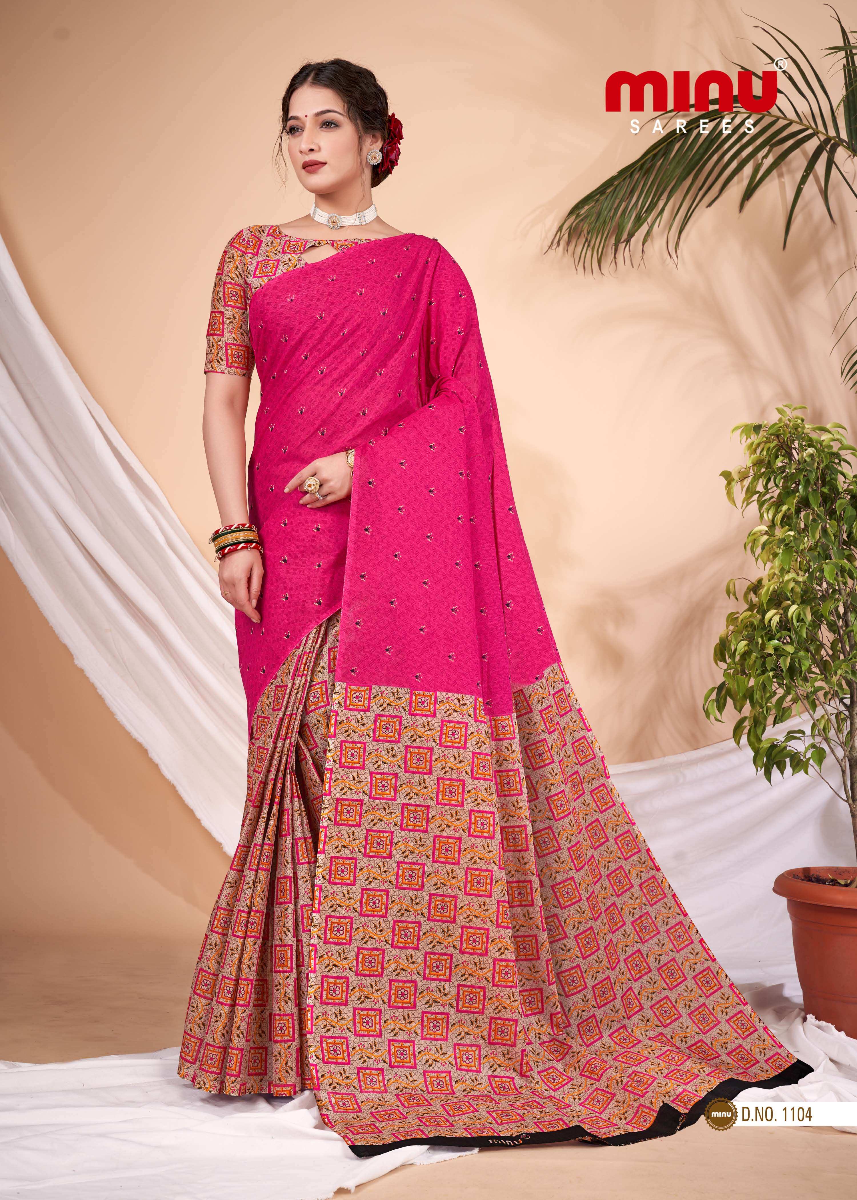 comfortable and fashionable pink printed saree for women
