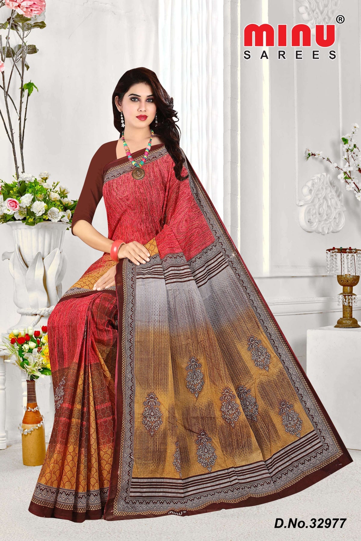 designer printed saree with pure cotton fabric