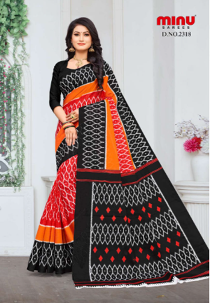 woman wearing printed wholesale sarees for business 
