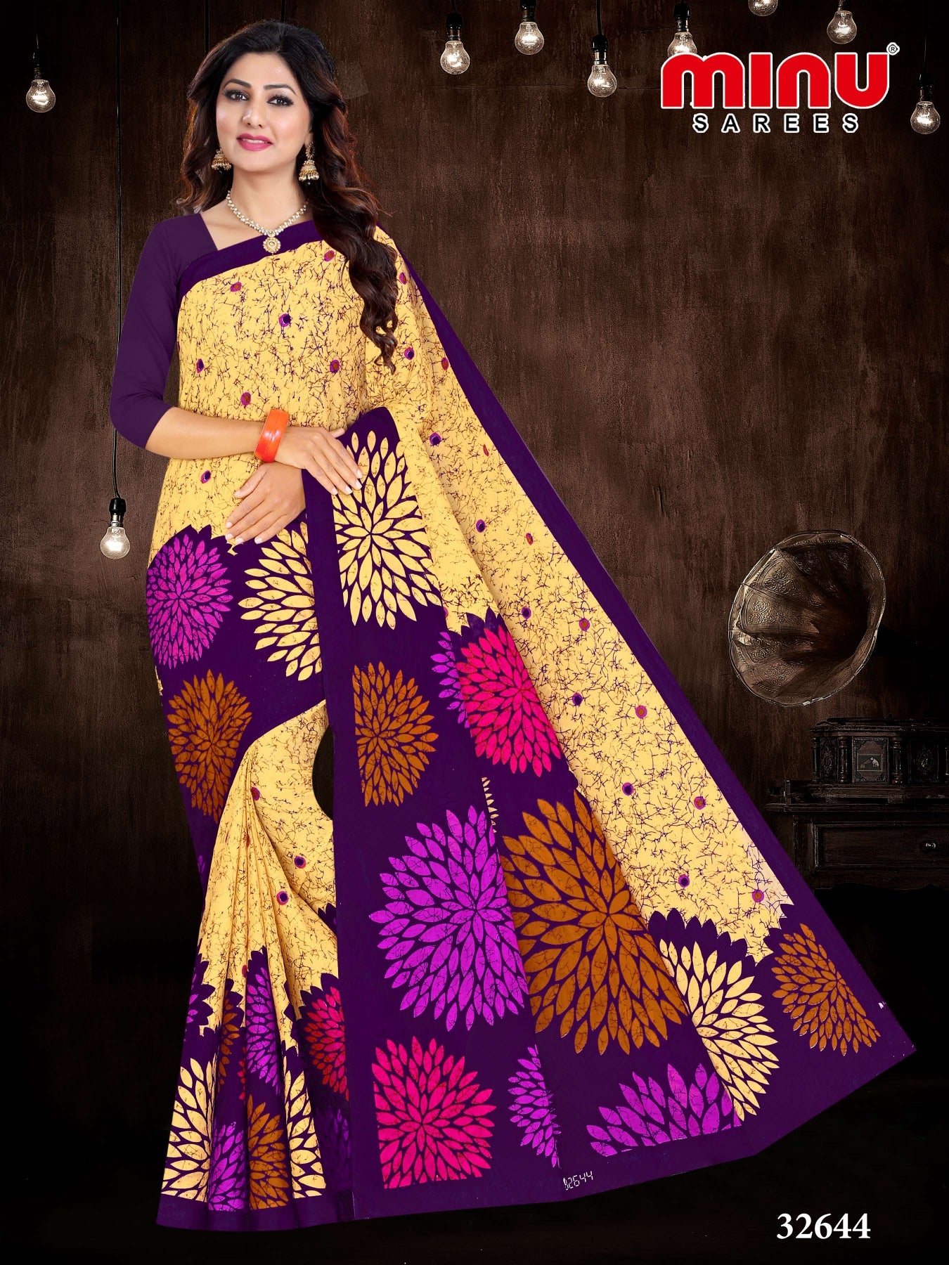 multi color printed our cotton saree wholesale in India 