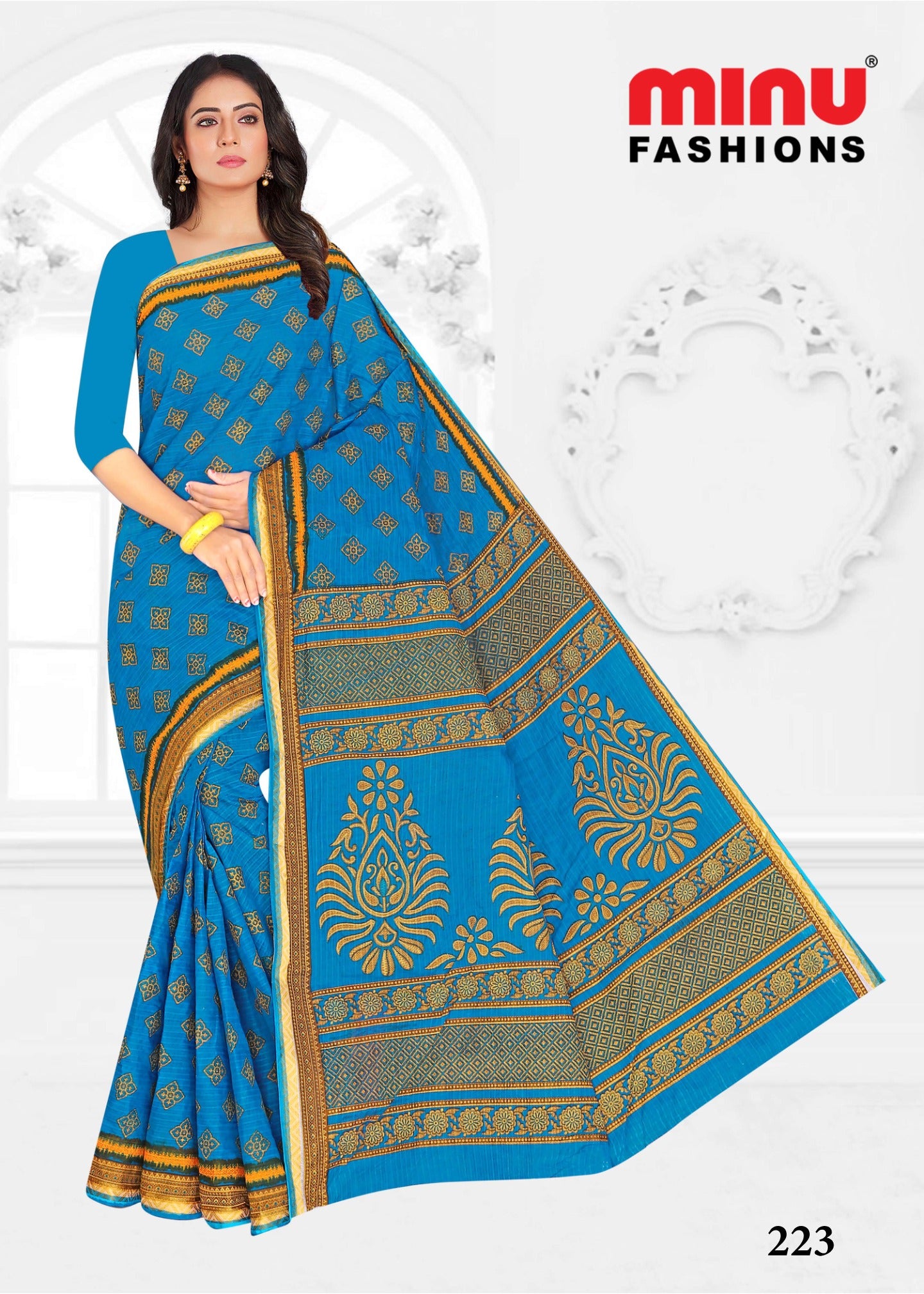 blue printed wholesale sarees online cash on delivery 