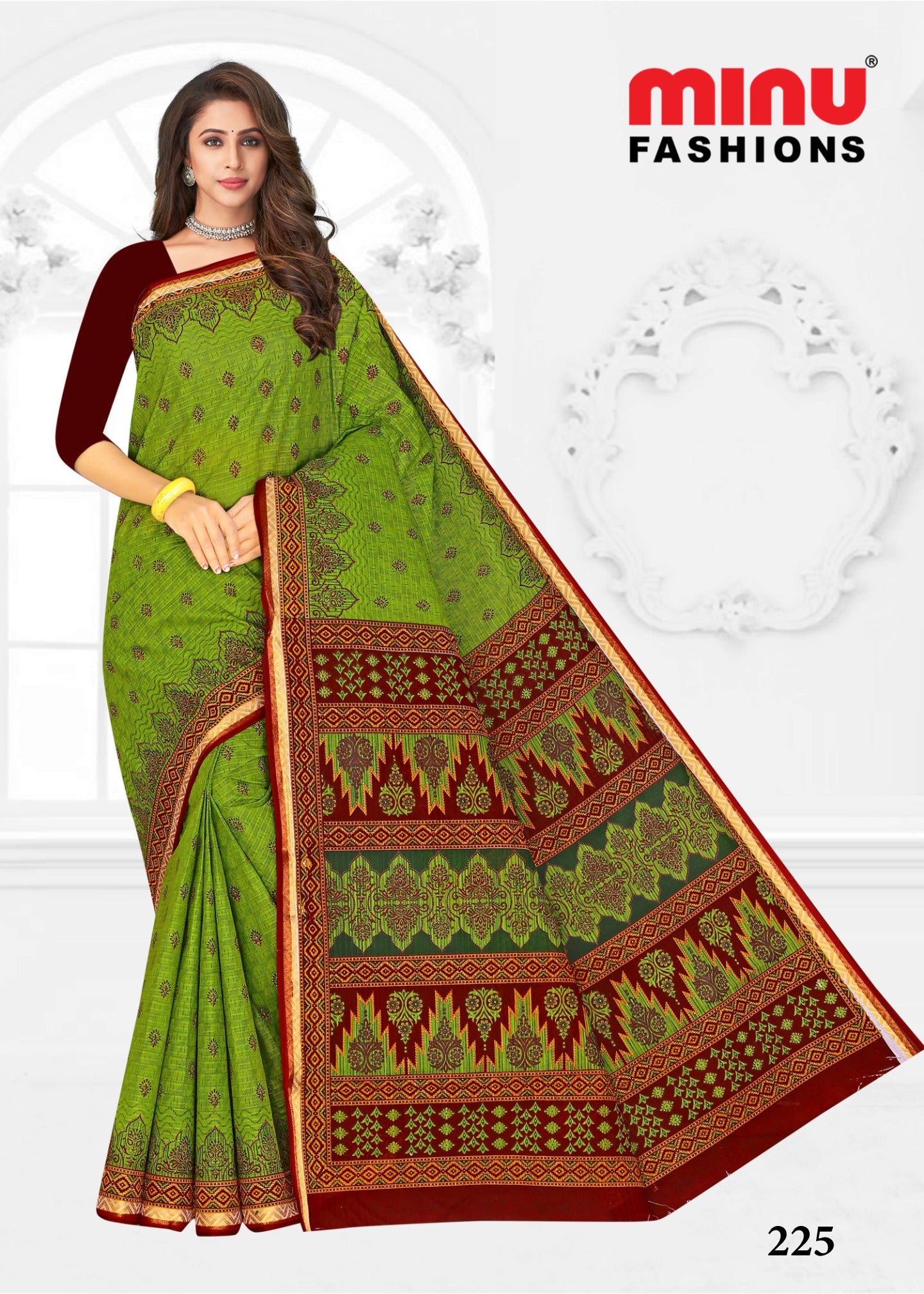 online image of green cotton saree wholesale for women and girls 