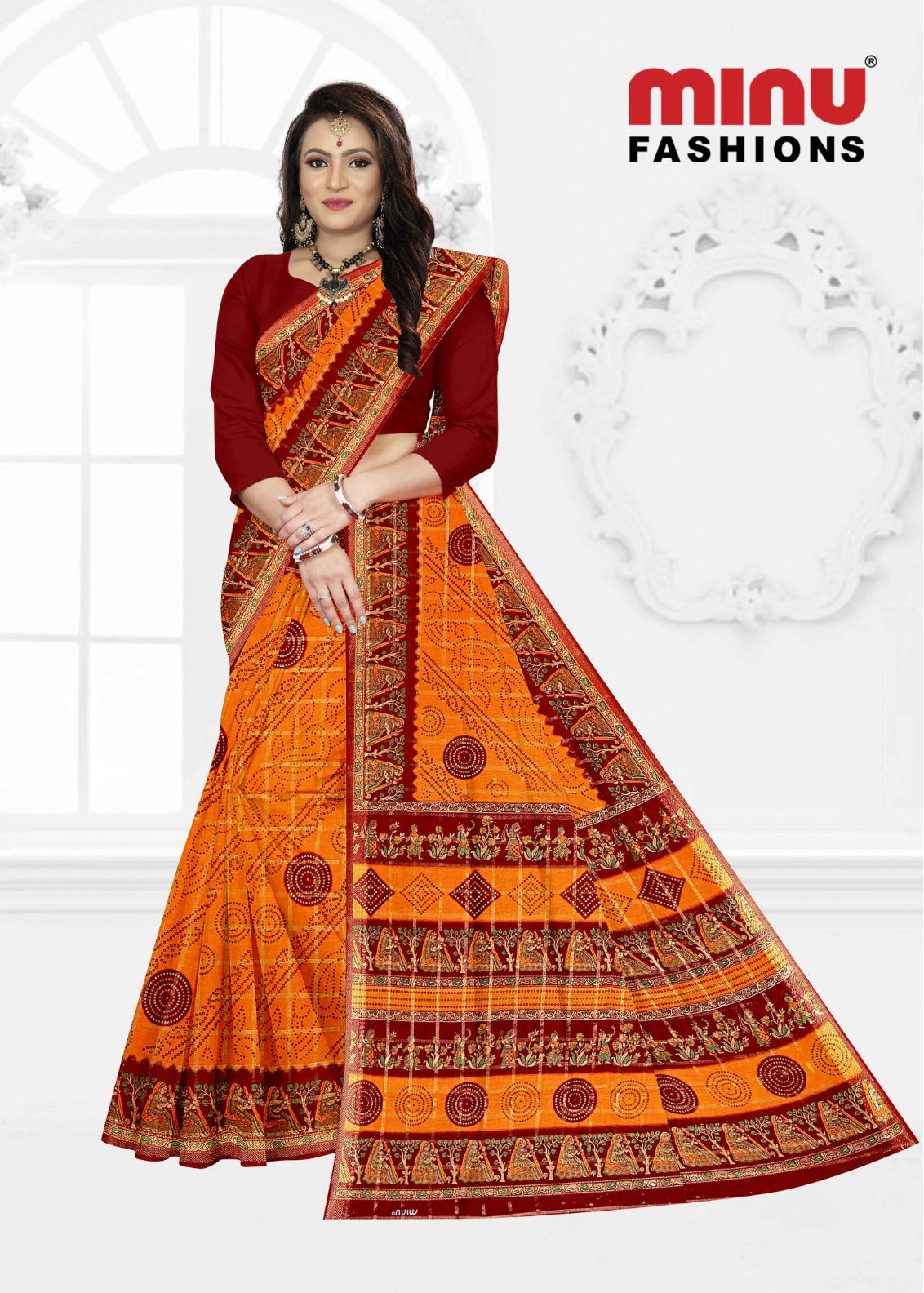Cotton printed sarees for wholesale at low prices 