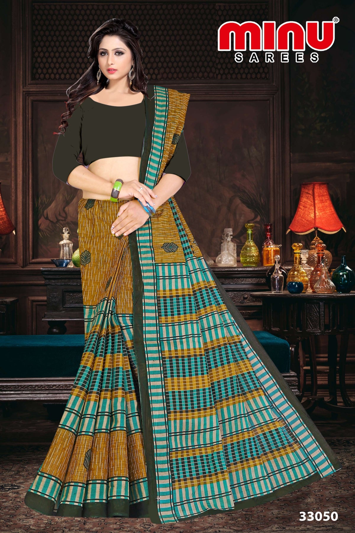 woman wearing top-quality cotton printed saree 