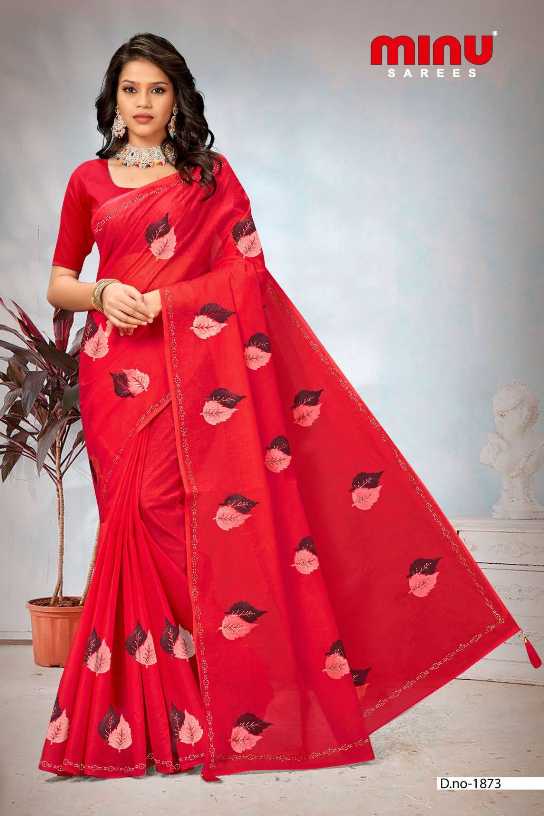Embroidered saree Durga puja special wearing woman 