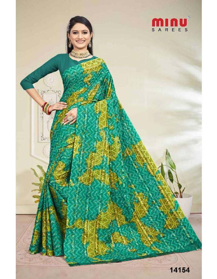 Green printed saree for wholesale online