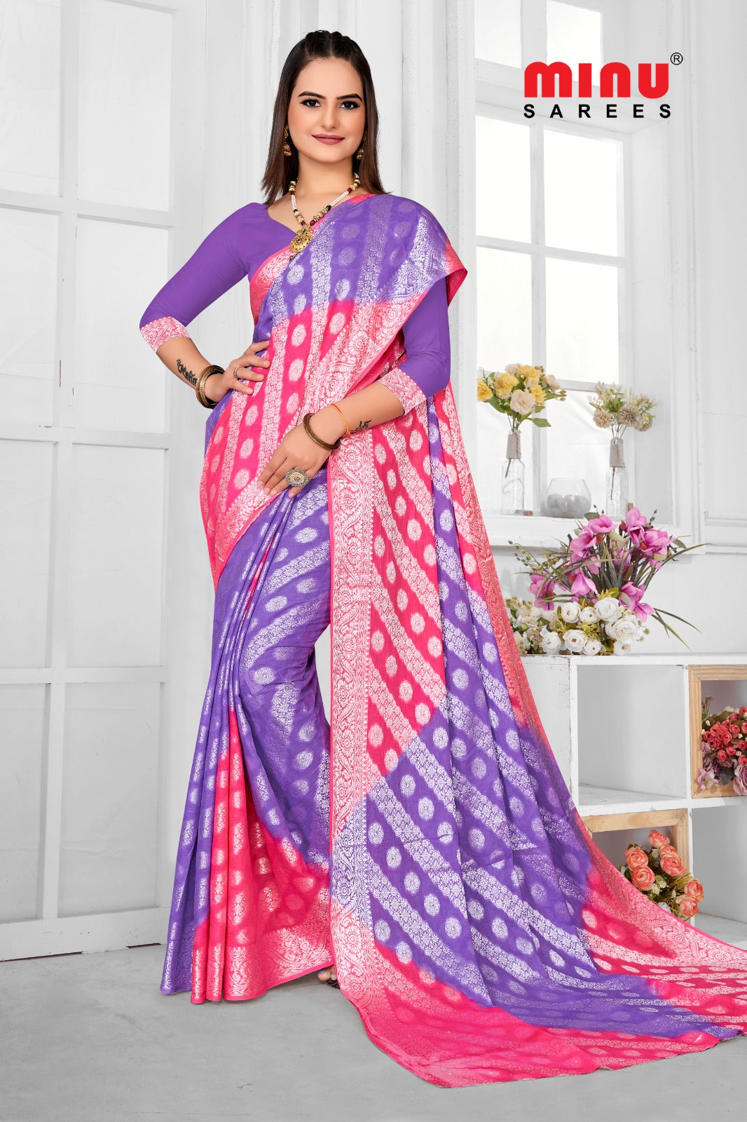 Embroidered Saree- Silver Beauty (8P)