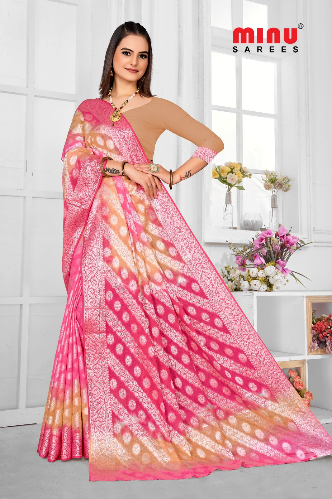 Embroidered Saree- Silver Beauty (8P)