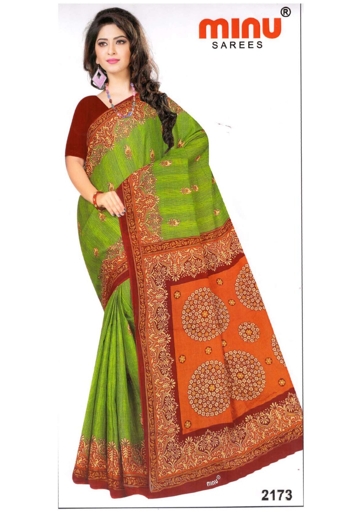 Woman in color printed saree wholesale online 