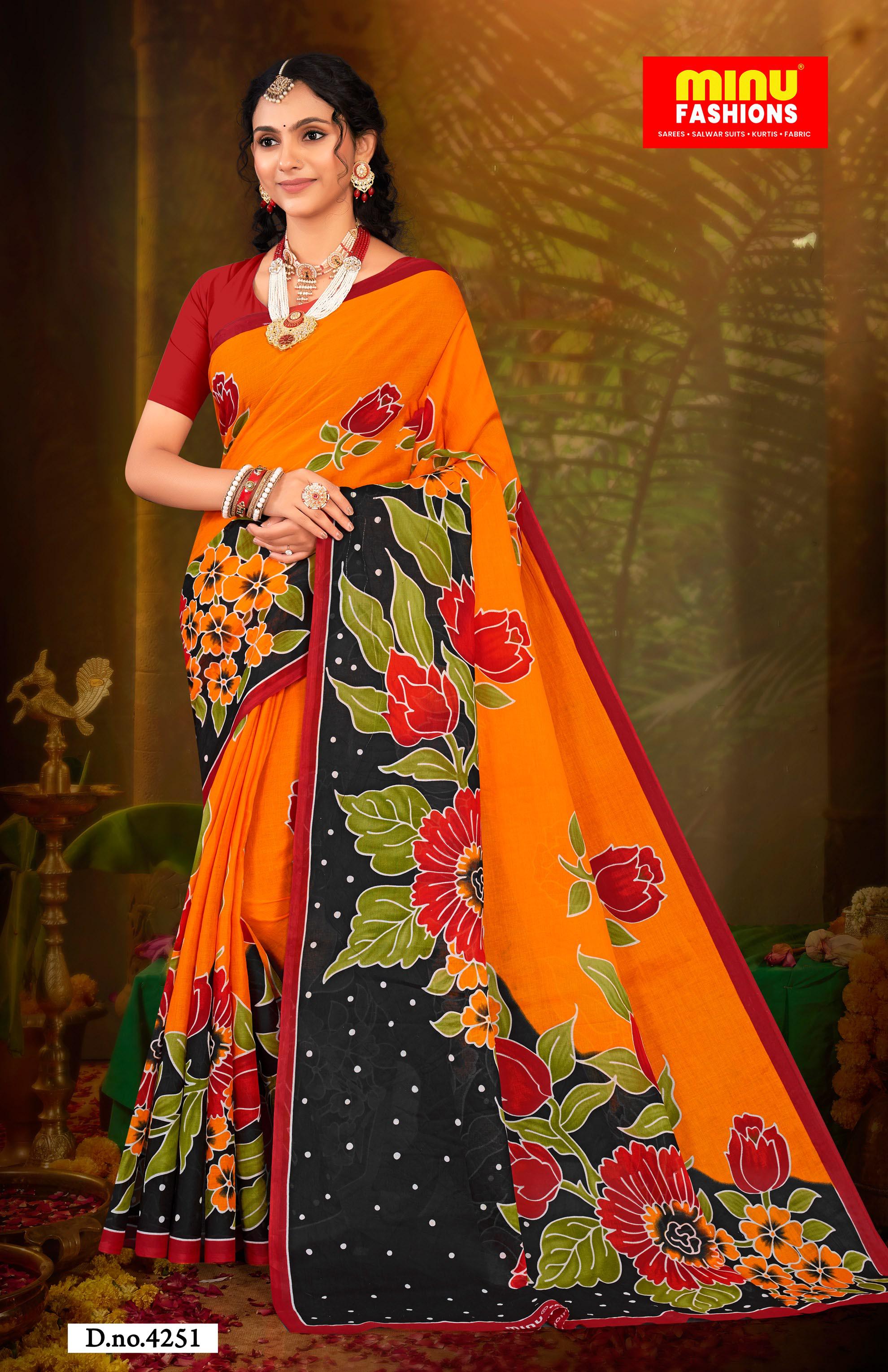 Minu Malai Cotton Printed Designer Saree Set of 8 Pcs Vol 2