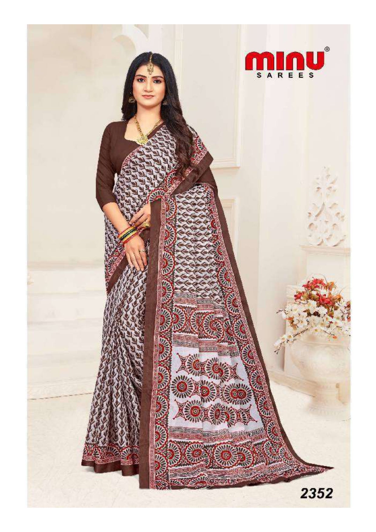 brown saree online image 