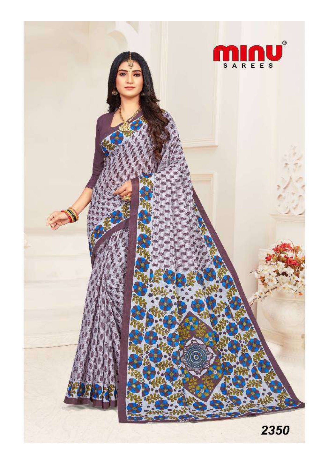 Multi color printed  saree wearing