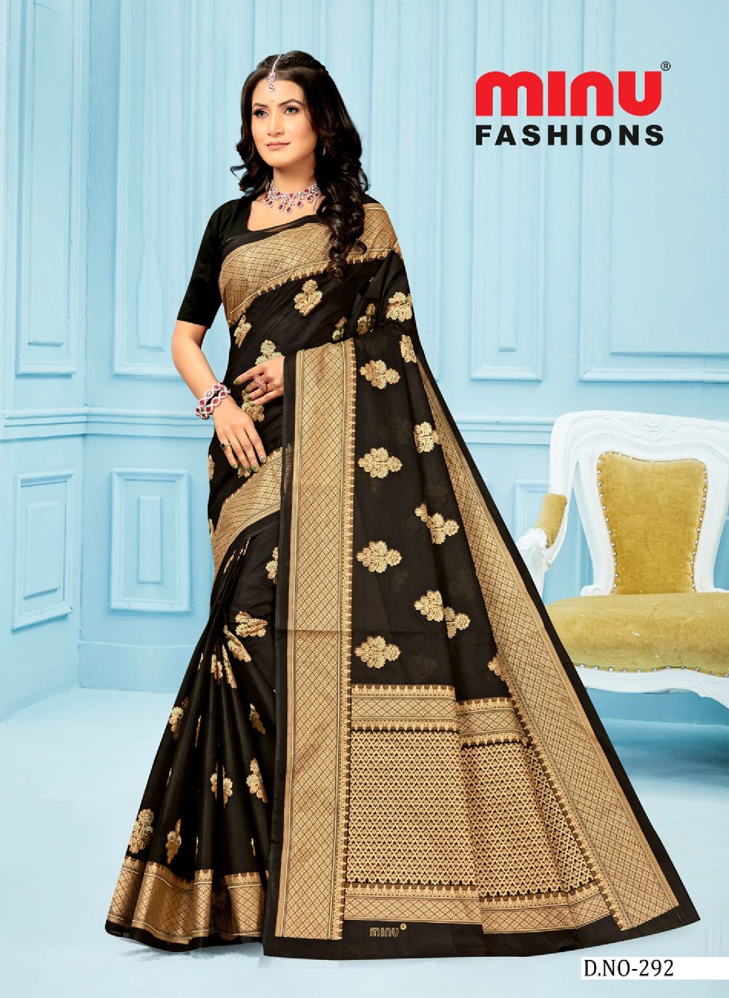 Minu Tant Black Saree (12PCS)