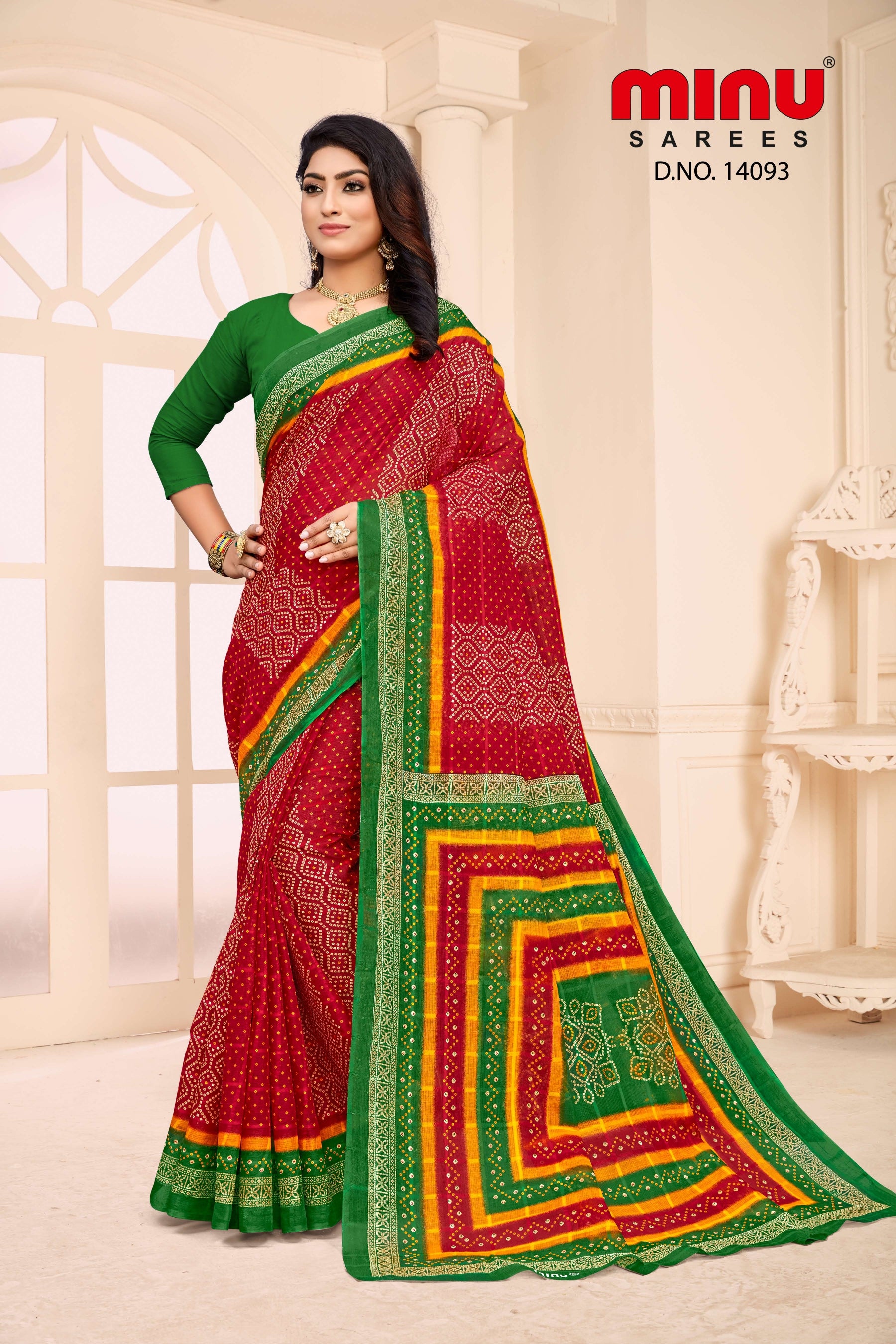 Multi-color printed extra classy saree wearing woman image
