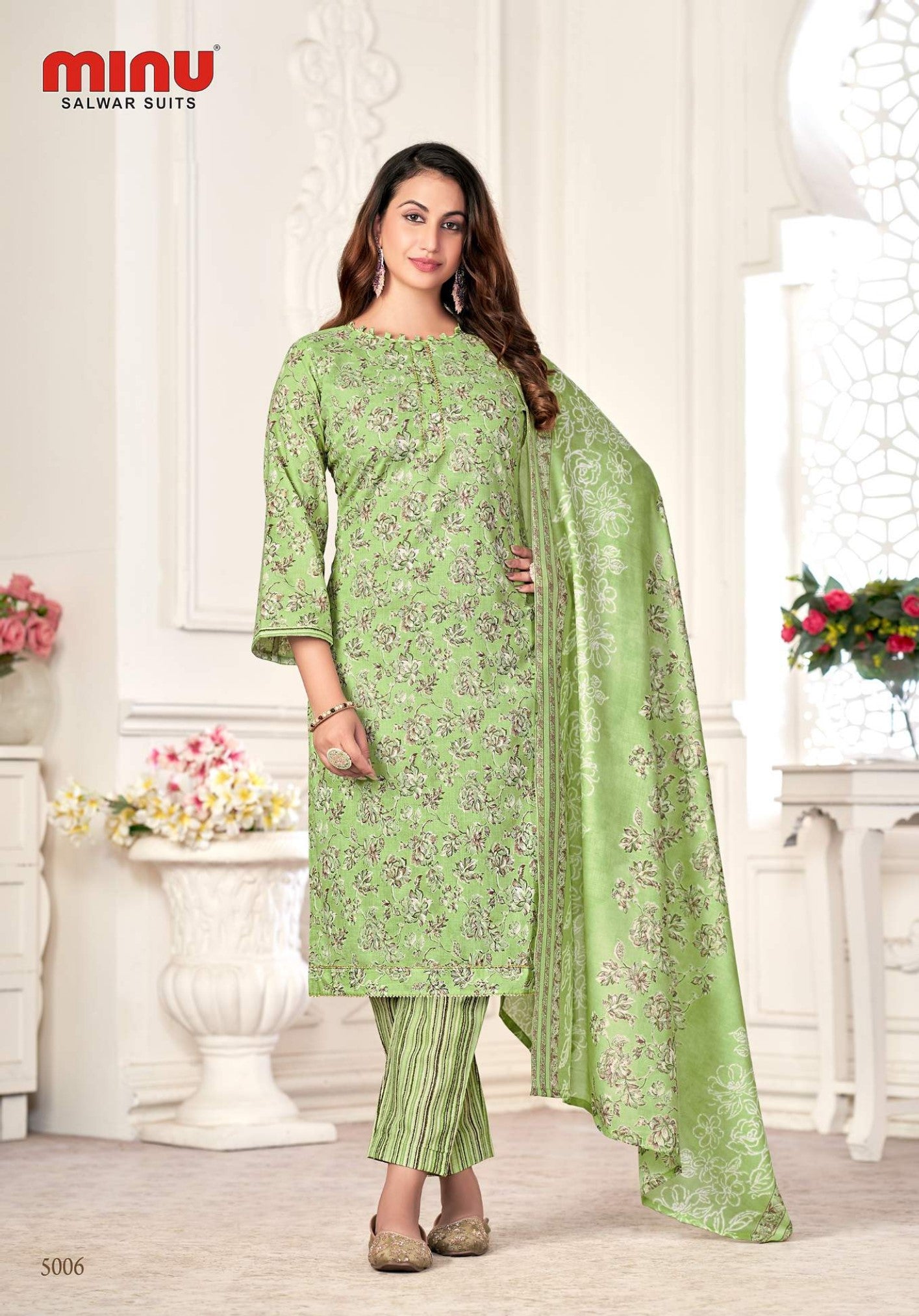 Designer green  printed salwar suit for retail online
