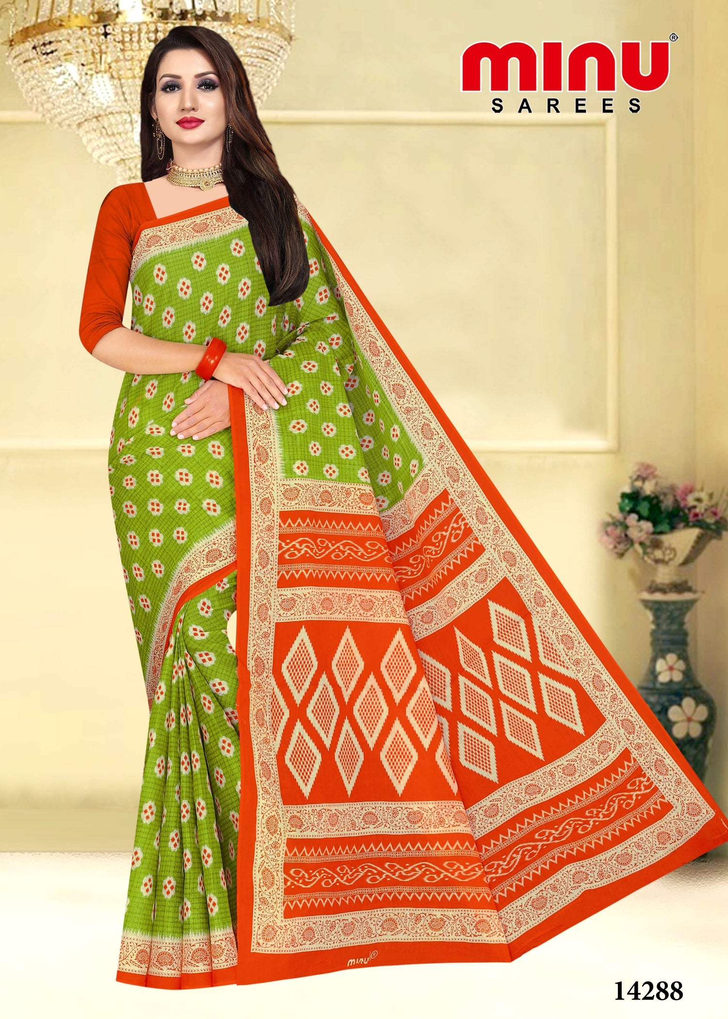 green printed saree for online wholesale