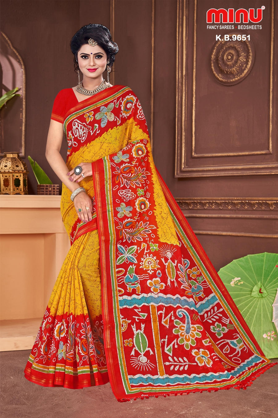 Women in Fancy and modern printed saree online for retailers
