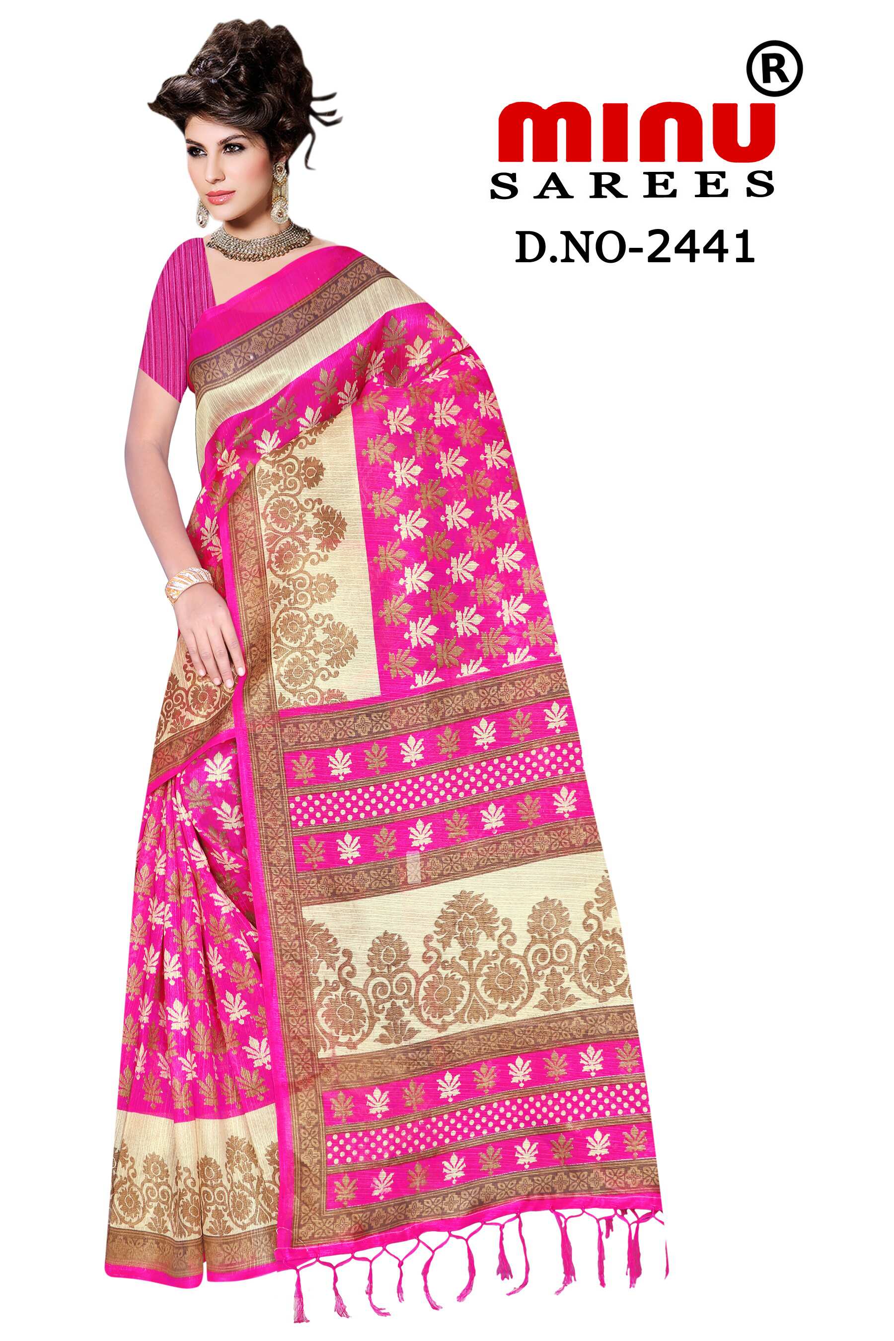 woman wearing fancy saree with modern design image